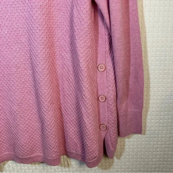 NEW Talbots Sweater Womens Size XL Tunic Length Pink Lightweight Button Details - Picture 7 of 10